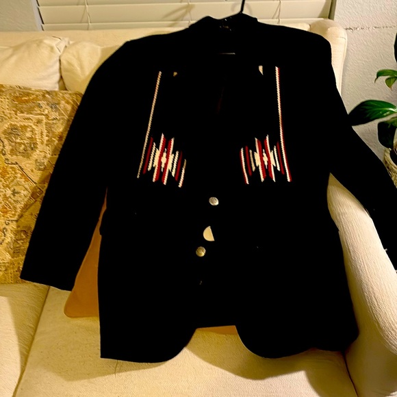 Black pioneer wear mans wool jakcet.! Made USA 44L. 80% wool and 20% nylon - Picture 1 of 5